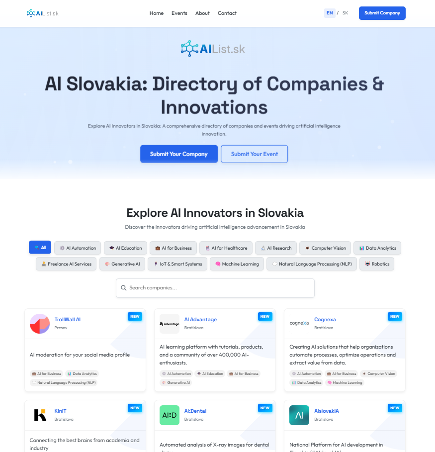 AIList.sk - AI Companies in Slovakia